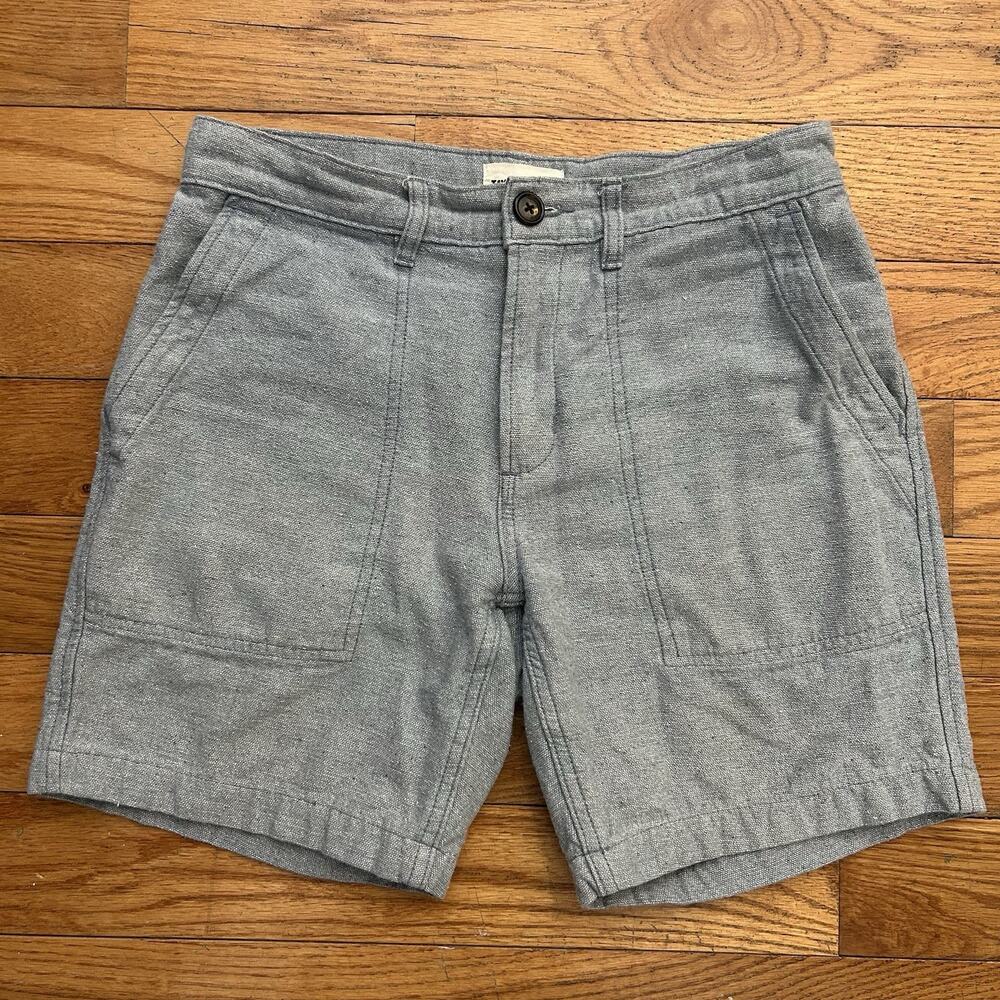 Taylor Stitch The Trail Chambray Oxford Blue Fatigue Shorts 7” 30